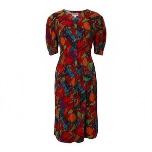 Vintage‎ MIC Fashion 100% Cotton Floral Button Front Women's Romper, Size 40